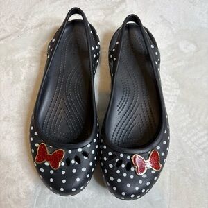 Crocs Limited Edition Minnie Mouse Ballet Flats Women’s Size 8 Sparkle Bow
